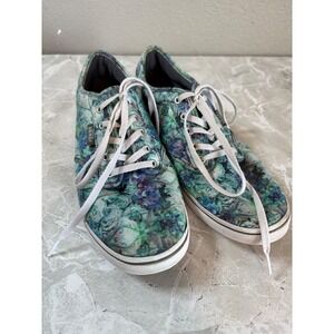 Vans Off The Wall Women's Blue Green Purple Floral Print Canvas Sneakers Size 8‎